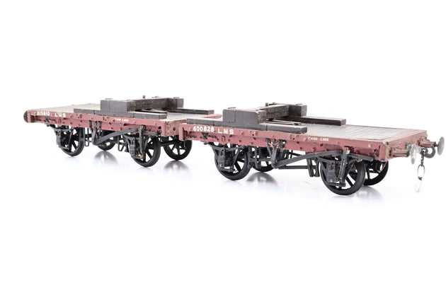 Kit Built O Gauge LMS Pair of Twin Case Bolster Wagons - Unboxed