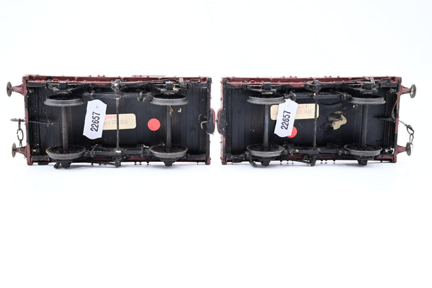 Kit Built O Gauge LMS Pair of Twin Case Bolster Wagons - Unboxed