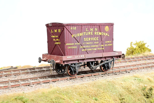 Kit Built O Gauge LMS 1 Plank Open Wagon No.460884 with Furniture Container - Unboxed