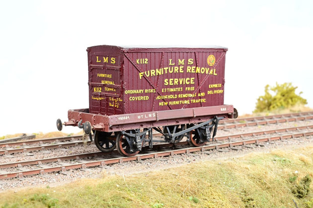Kit Built O Gauge LMS 1 Plank Open Wagon No.460884 with Furniture Container - Unboxed