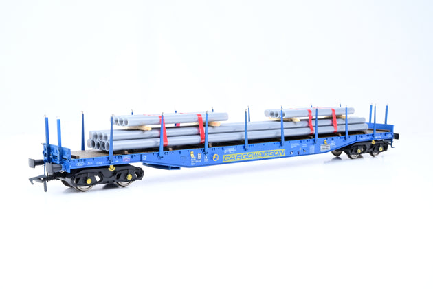 Heljan OO Gauge 5104 Cargowaggon IPE/IGE557 Bogie Flat Wagon w/ Pipes Load No.484 7 026-8 - Boxed