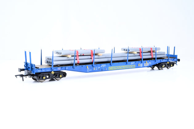 Heljan OO Gauge 5104 Cargowaggon IPE/IGE557 Bogie Flat Wagon w/ Pipes Load No.484 7 026-8 - Boxed