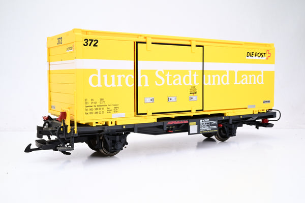 LGB G Gauge RhB Die Post Container Wagon - Unboxed
