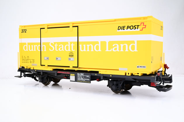LGB G Gauge RhB Die Post Container Wagon - Unboxed