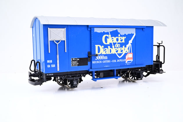 LGB G Gauge 'Glacier des Diablerets' 4 Wheel Covered MOB Wagon No. Gk 558 - Unboxed
