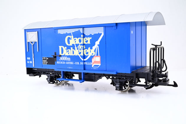 LGB G Gauge 'Glacier des Diablerets' 4 Wheel Covered MOB Wagon No. Gk 558 - Unboxed