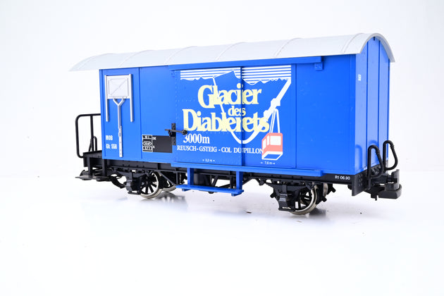 LGB G Gauge 'Glacier des Diablerets' 4 Wheel Covered MOB Wagon No. Gk 558 - Unboxed
