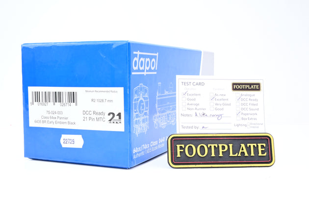 Dapol O Gauge 7S-024-003 Class 64XX Pannier Tank BR Black Early Emblem No.6435 - Boxed