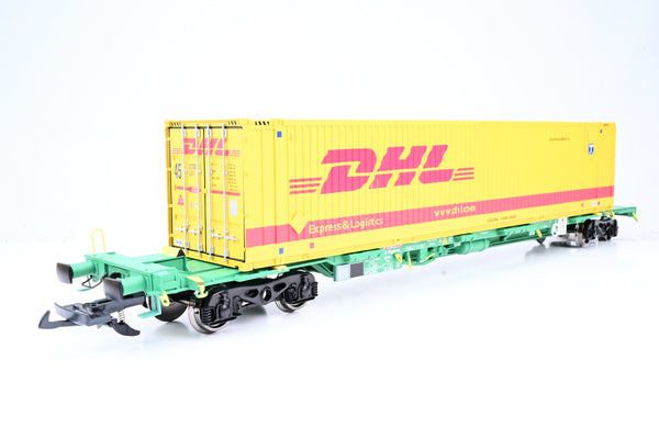 Aristocraft G Gauge ART-50801 Twin Intermodal Wagons w/ DHL Containers No.33704938535-0 - Boxed