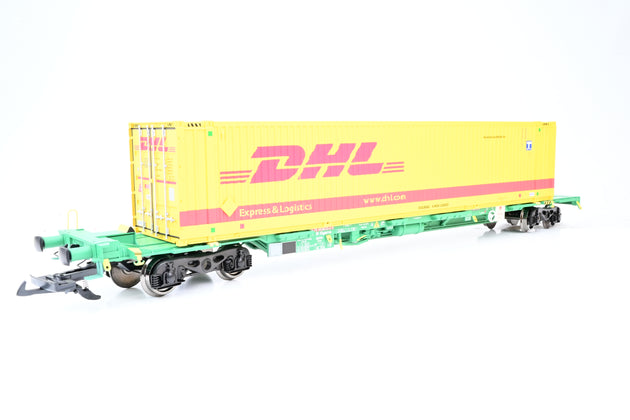 Aristocraft G Gauge ART-50801 Twin Intermodal Wagons w/ DHL Containers No.33704938535-0 - Boxed