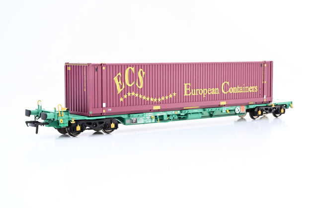 Bachmann OO Gauge 37-300 Intermodal Bogie Wagon w/ 45ft Swap-Body Containers 'ECS' - Boxed