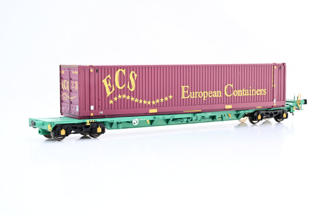 Bachmann OO Gauge 37-300 Intermodal Bogie Wagon w/ 45ft Swap-Body Containers 'ECS' - Boxed