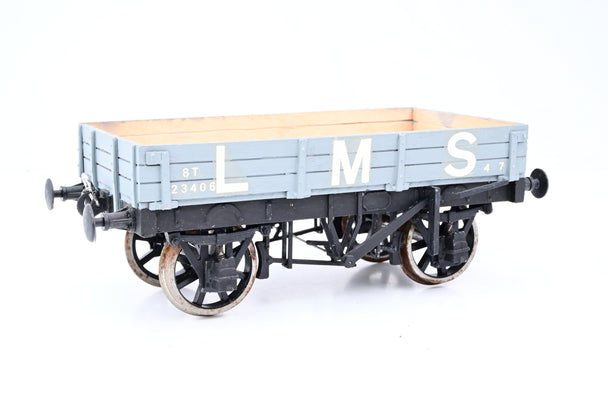 Kit Built Gauge 1 10mm LMS Grey 8T 3-Plank Open Wagon No.23406 - Unboxed