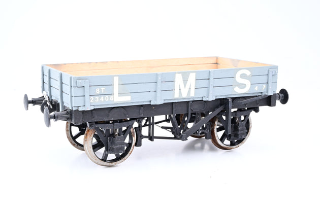 Kit Built Gauge 1 10mm LMS Grey 8T 3-Plank Open Wagon No.23406 - Unboxed