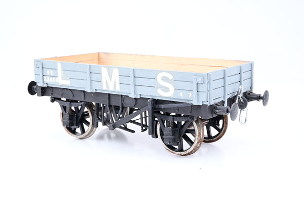 Kit Built Gauge 1 10mm LMS Grey 8T 3-Plank Open Wagon No.23406 - Unboxed