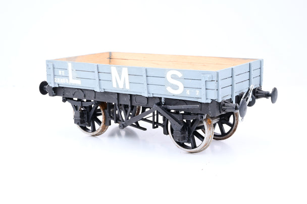 Kit Built Gauge 1 10mm LMS Grey 8T 3-Plank Open Wagon No.23406 - Unboxed