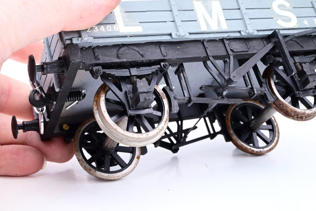 Kit Built Gauge 1 10mm LMS Grey 8T 3-Plank Open Wagon No.23406 - Unboxed