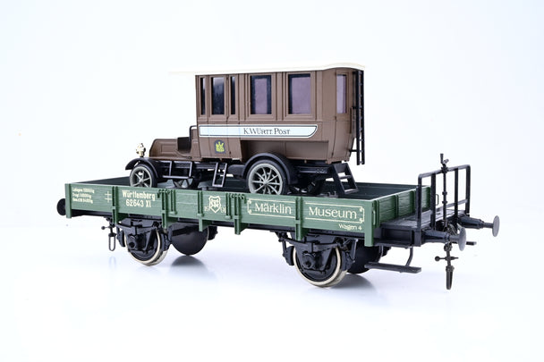Märklin Gauge 1 1/32 85804 Württemberg Museum Freight Car w/ Diecast Postal Van No.62643 Xl - Unboxed