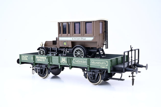 Märklin Gauge 1 1/32 85804 Württemberg Museum Freight Car w/ Diecast Postal Van No.62643 Xl - Unboxed
