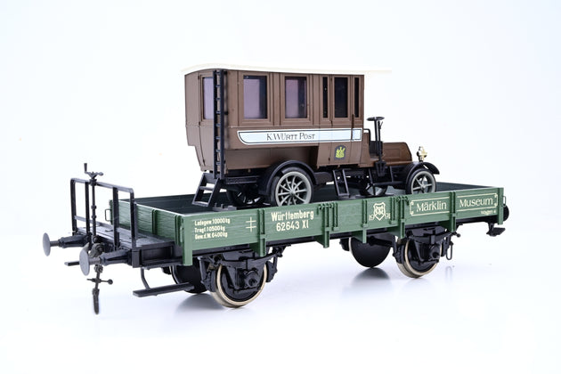 Märklin Gauge 1 1/32 85804 Württemberg Museum Freight Car w/ Diecast Postal Van No.62643 Xl - Unboxed