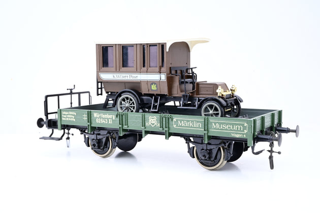 Märklin Gauge 1 1/32 85804 Württemberg Museum Freight Car w/ Diecast Postal Van No.62643 Xl - Unboxed