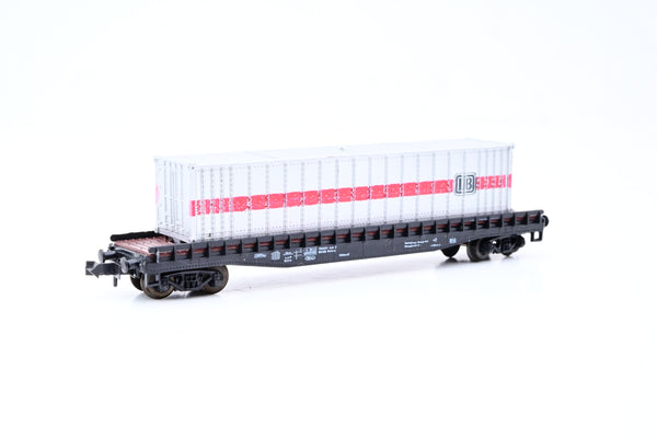 Roco N Gauge 2355 DB Black Flat Container Wagon w/ Container No.105 0 321 - Boxed