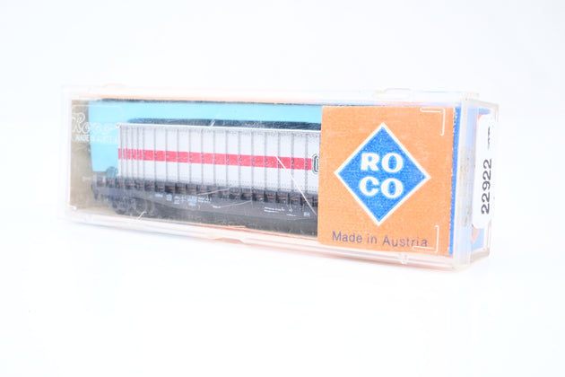 Roco N Gauge 2355 DB Black Flat Container Wagon w/ Container No.105 0 321 - Boxed