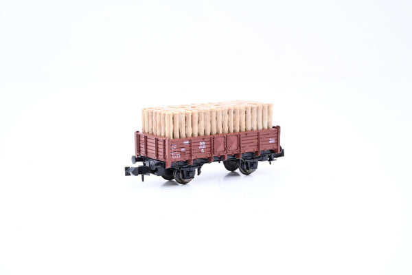 Roco N Gauge 2309 DB Bauxite 2-axle Low-sided Open Freight Wagon w/ Log Load No.415 42 - Boxed