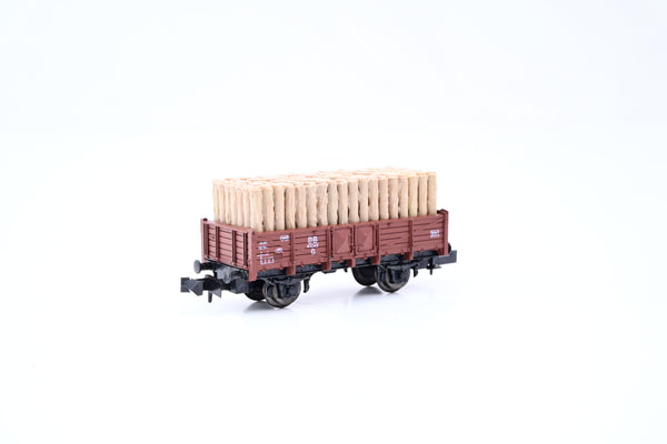 Roco N Gauge 2309 DB Bauxite 2-axle Low-sided Open Freight Wagon w/ Log Load No.415 42 - Boxed