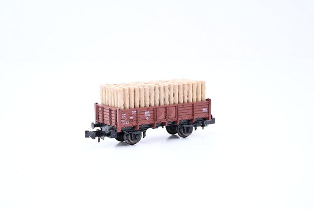 Roco N Gauge 2309 DB Bauxite 2-axle Low-sided Open Freight Wagon w/ Log Load No.415 42 - Boxed