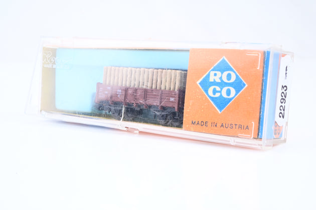 Roco N Gauge 2309 DB Bauxite 2-axle Low-sided Open Freight Wagon w/ Log Load No.415 42 - Boxed