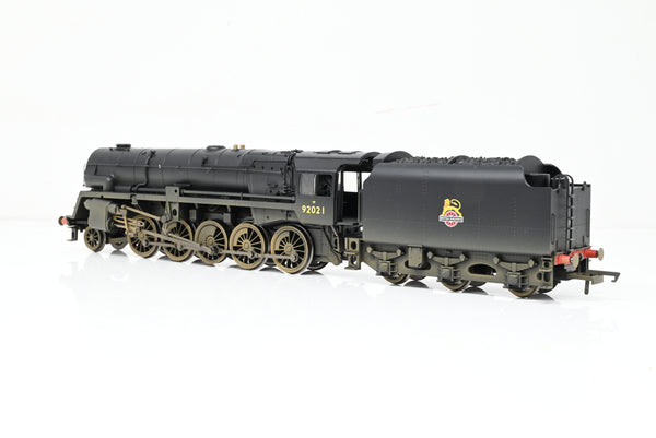 Hornby OO Gauge R3356 BR Class 9F Crosti Boiler BR Black Erly Crest Weathered No.92021 - Boxed
