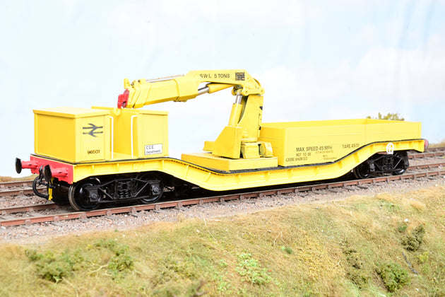Hattons O Gauge 50T Warwell Wagon with Hiab BR Yellow - Boxed
