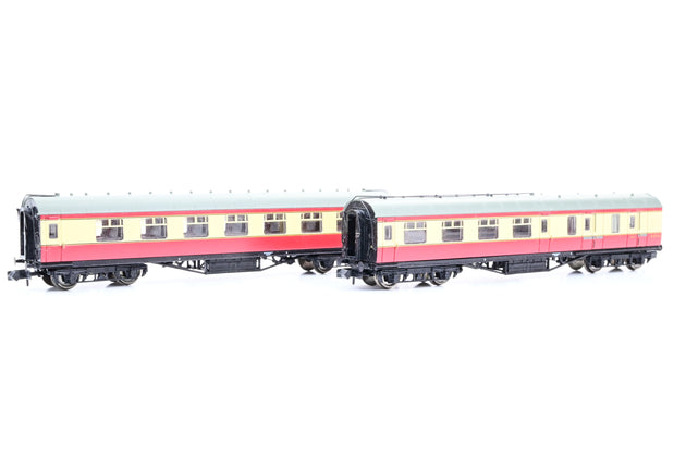 Graham Farish N Gauge Pair of Crimson & Cream Stanier Coaches