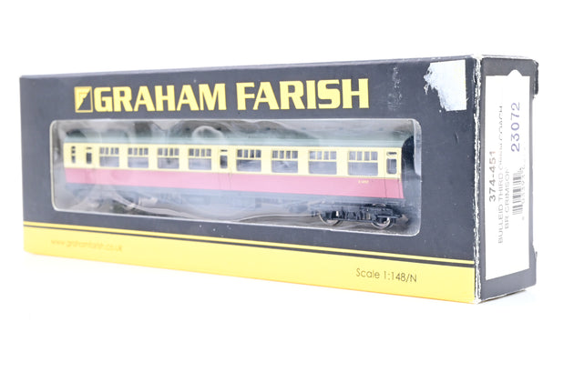 Graham Farish N Gauge 374-451 Bulleid 3rd Open Coach BR Crimson & Cream No.S1497 - Boxed