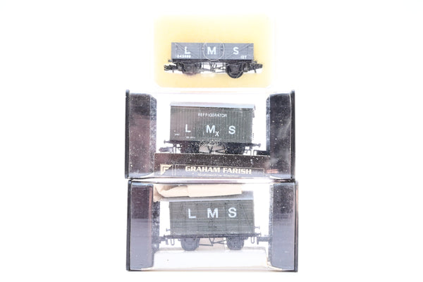 Peco N Gauge Assortment of 3 LMS Wagons