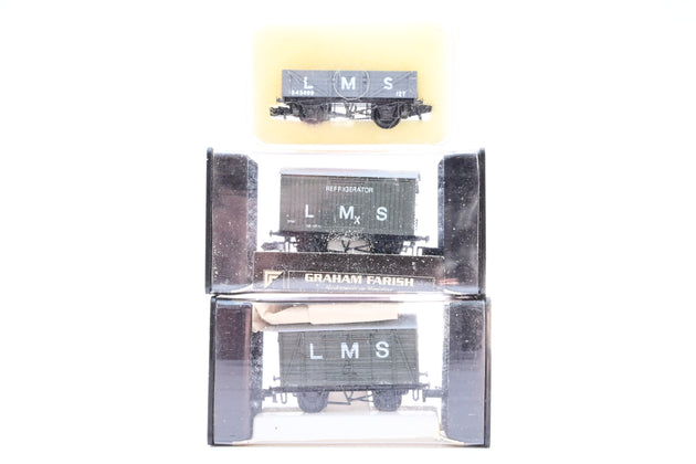 Peco N Gauge Assortment of 3 LMS Wagons