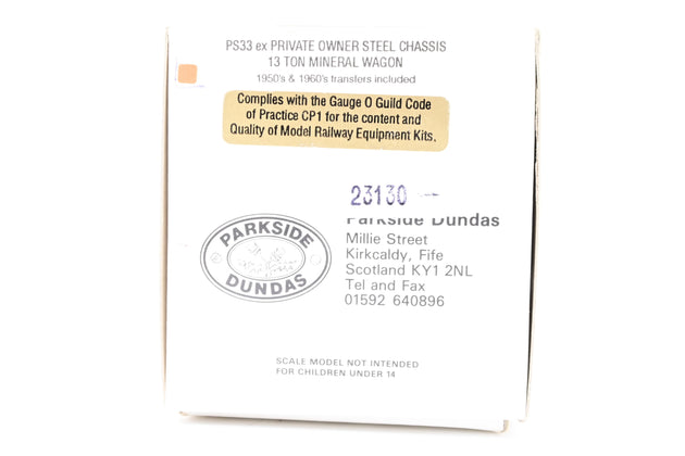 Parkside Dundas O Gauge PS33 6 Plank Open Wagon BR Grey No.P11022 - Boxed