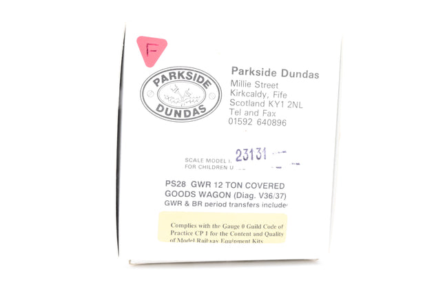 Parkside Dundas O Gauge PS28 GWR Ton Covered Goods Wagon BR Bauxite No.W125382 - Boxed
