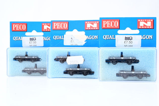 Peco N Gauge NR-39M Rake of 6 LMS Bolster Wagons (3 x 2 Pack) - Boxed
