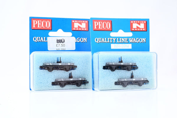Peco N Gauge NR-39M Rake of 4 LMS Bolster Wagons (2 x 2 Pack) - Boxed