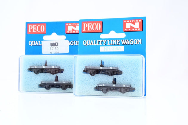 Peco N Gauge NR-39M Rake of 4 LMS Bolster Wagons (2 x 2 Pack) - Boxed