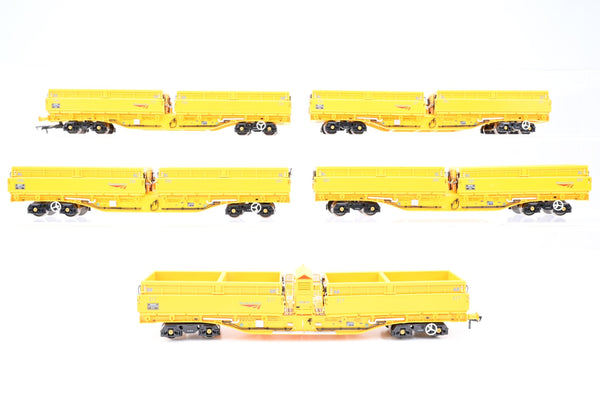 Dapol OO Gauge B859A MRA Side Tipping Ballast Wagon 5 Cat Set, Network Rail Yellow - Boxed