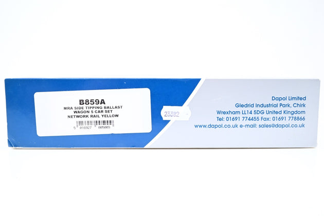 Dapol OO Gauge B859A MRA Side Tipping Ballast Wagon 5 Cat Set, Network Rail Yellow - Boxed