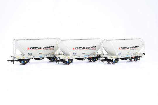 Accurascale OO Gauge ACC2039CS-R Pack of 3 VTG Castle Cement PCA Cement Wagons No.10636, 10630 & 10629 - Boxed