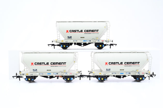 Accurascale OO Gauge ACC2039CS-R Pack of 3 VTG Castle Cement PCA Cement Wagons No.10636, 10630 & 10629 - Boxed