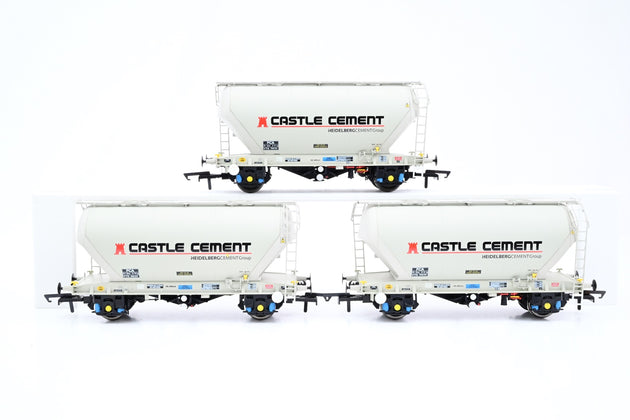 Accurascale OO Gauge ACC2039CS-R Pack of 3 VTG Castle Cement PCA Cement Wagons No.10636, 10630 & 10629 - Boxed