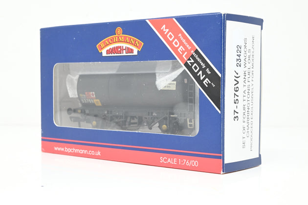 Bachmann OO Gauge 37-576V Charringtons Fuel Oils Black 45T TTA Tank Wagon No.53759 - Factory Weathered, Boxed