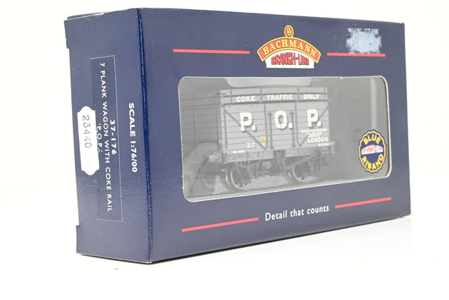 Bachmann OO Gauge 37-176 7 Plank Wagon with Coke Rail 'P.O.P.' No,217- Boxed