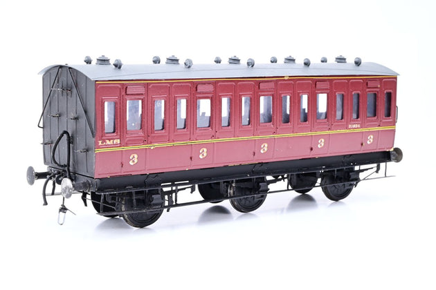 Kit Built O Gauge LMS Crimson ex-MR 6-Wheel All Third Passenger Coach No.21854 - Unboxed